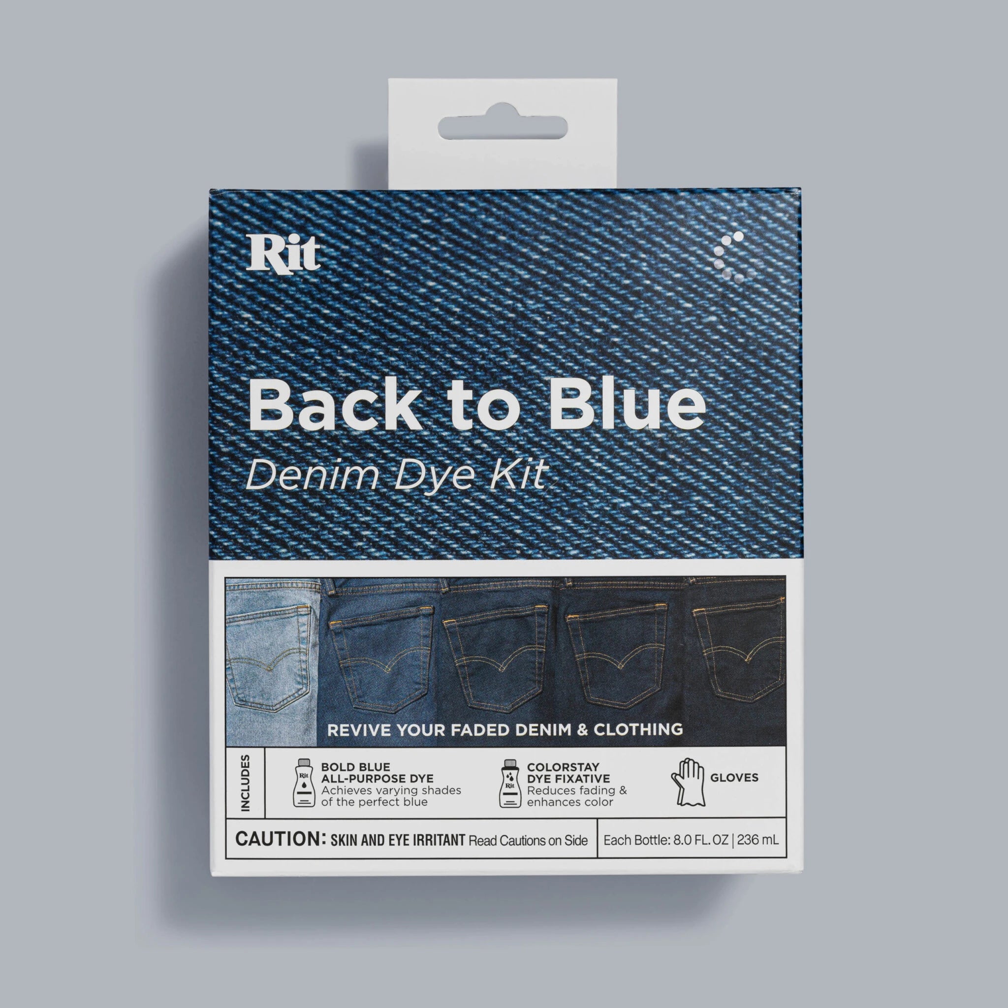 RIT Back to Blue Denim Dye Kit - Restore & Refresh Jeans, Jackets & Fabric - DIY Home Dyeing for Clothes, Shoes & Accessories