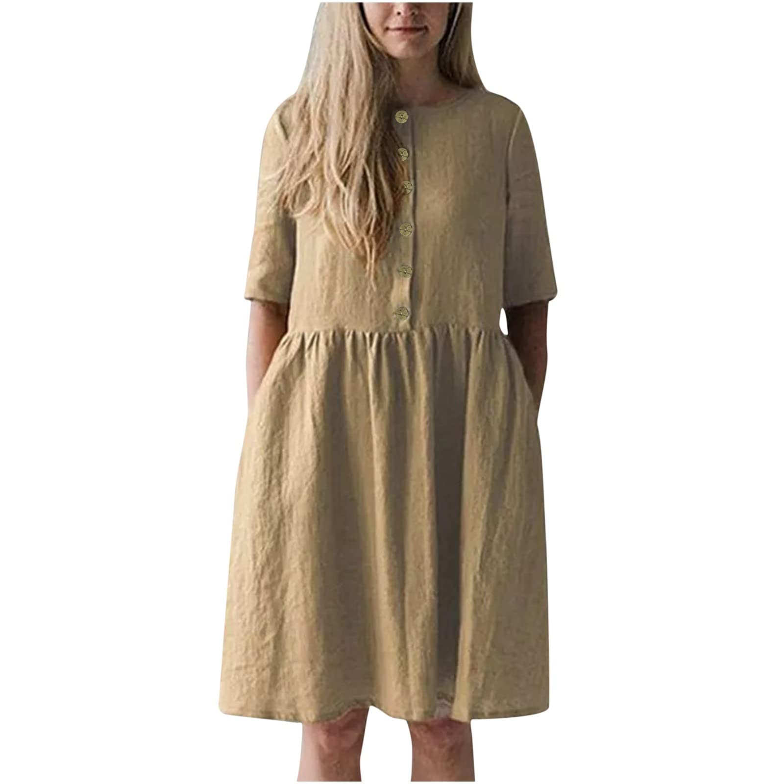 Levmjia Women's Summer Dresses 2023 - Floral Print Short Sleeve Button Down Dress with Pullover Design | Perfect for Beach Vacations, Date Nights & Summer Parties