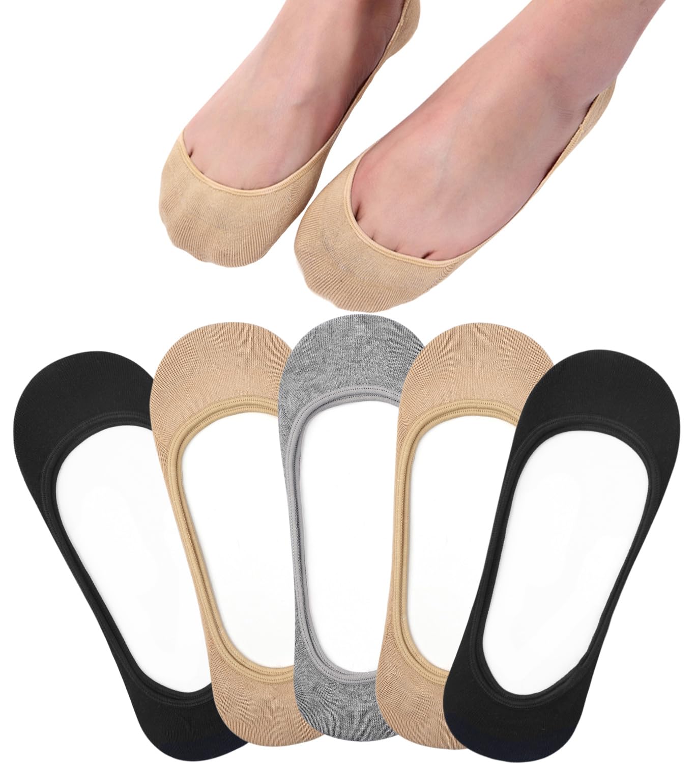 Women's No Show Socks Ultra Low Cut Invisible Liners - Non Slip Breathable Footies for Flats & Boat Shoes (3-8 Pairs) - Perfect for Summer, Workouts & Everyday Wear