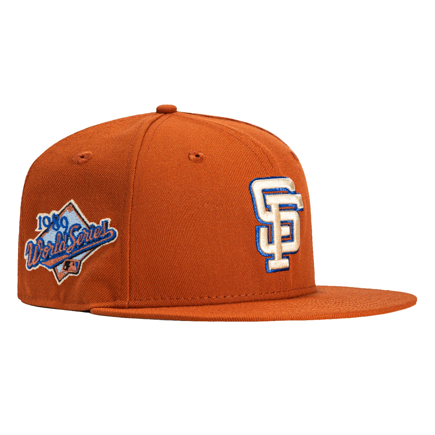 New Era 59Fifty San Francisco Giants 1989 World Series Patch Snapback Hat - Burnt Orange, Tan, Royal - Perfect for Baseball Games, Sports Events & Fan Collections