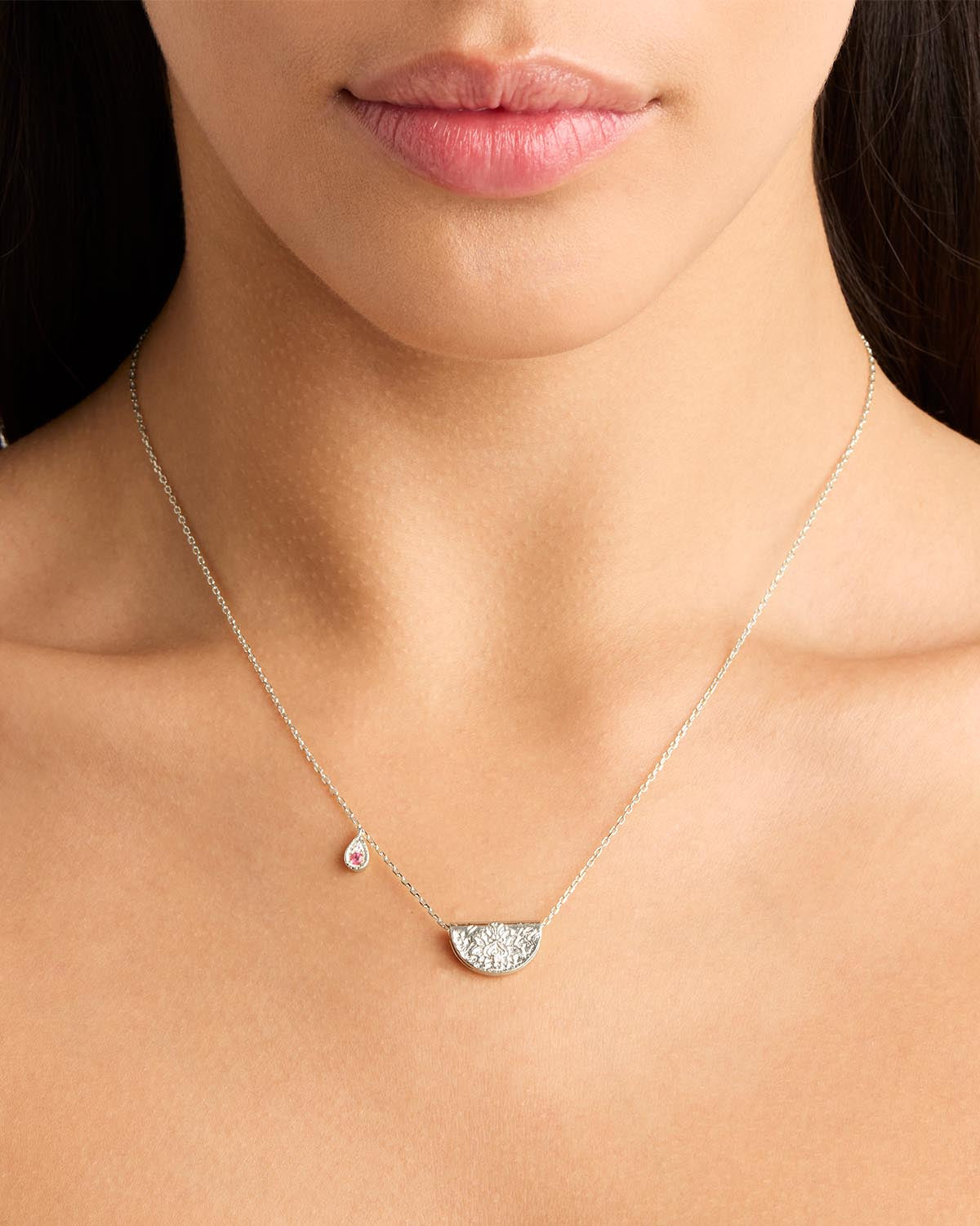 October Birthstone Necklace - Sterling Silver Pink Tourmaline Lotus Pendant Jewelry for Women | Perfect Gift for Birthday, Anniversary & Special Occasions