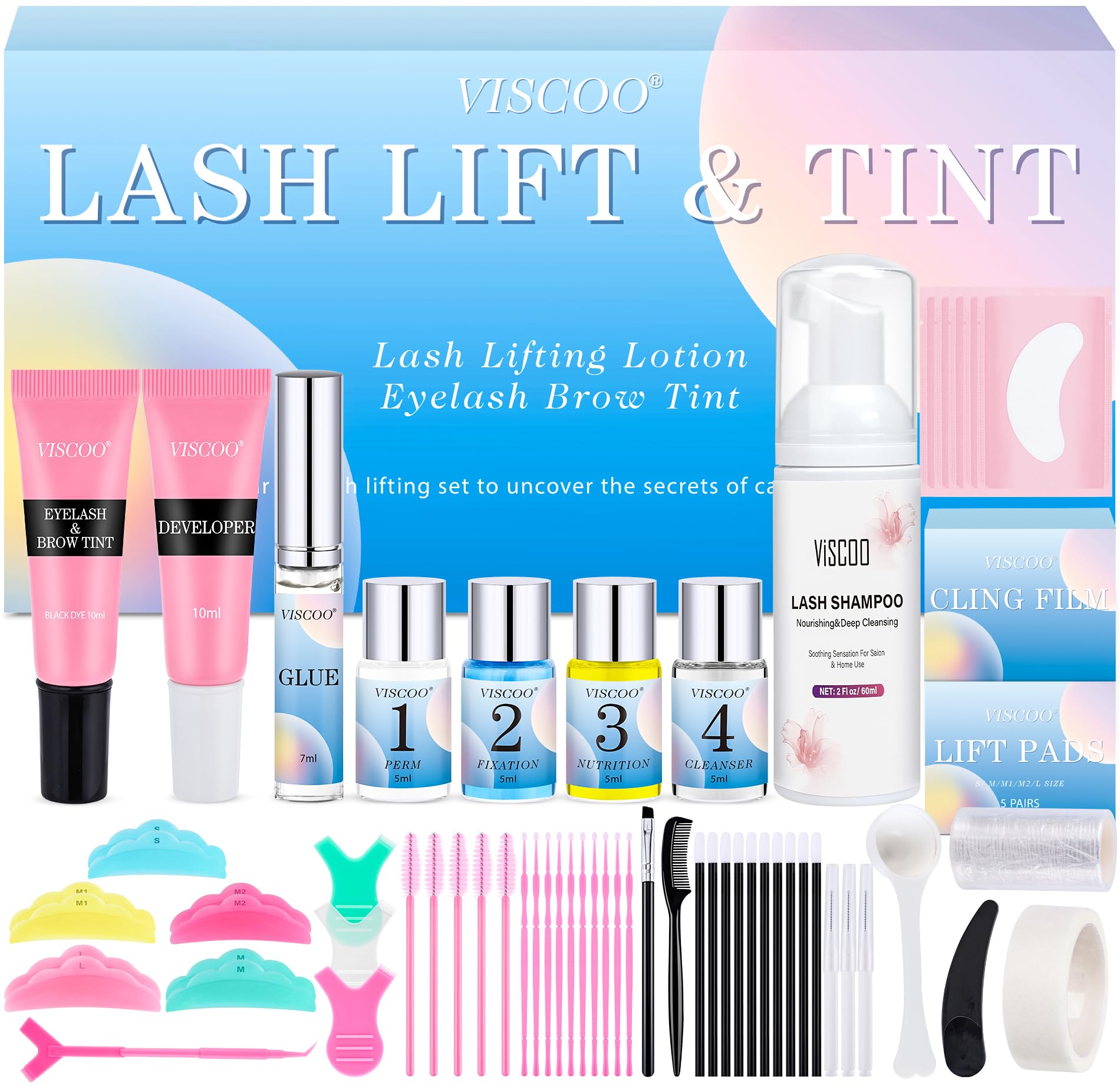 Professional Lash Lift & Brow Lamination Kit - Black Eyelash Perm Set for Beginners & Experts | Safe, Effective DIY Eyelash Enhancement Kit for Home Use & Salon Treatments | Perfect for Natural Lash Boosting & Styling