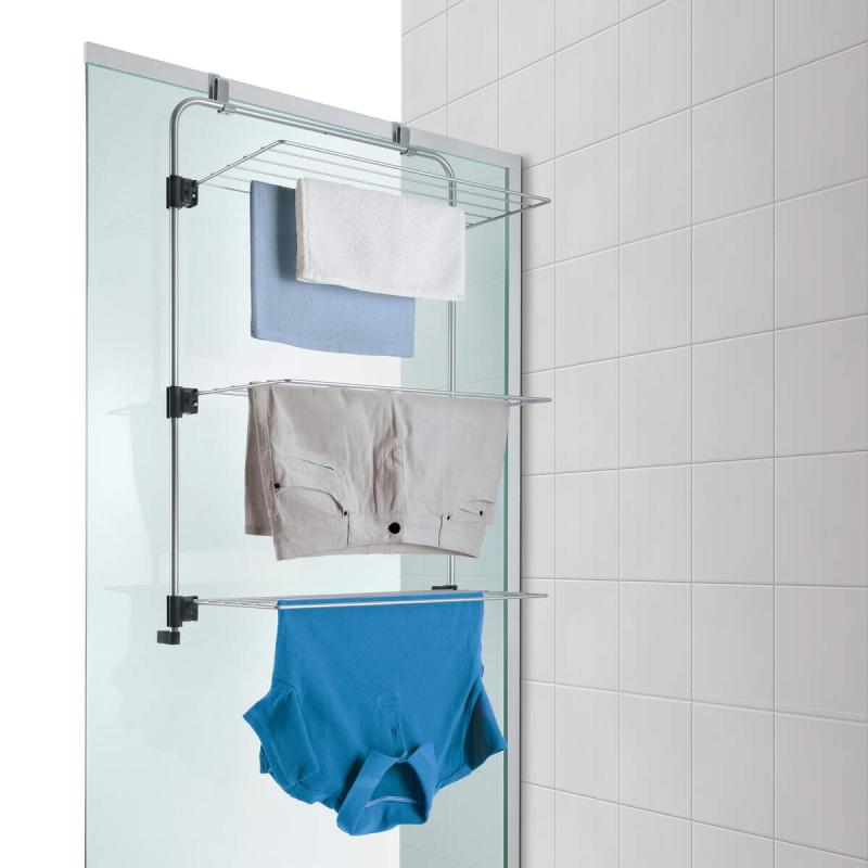 Gale 11 Over The Door Shower Laundry Drying Rack - Silver Metal Space Saving Clothes Dryer for Small Apartments & Bathrooms | Perfect for Drying Delicates, Swimwear & Hand Wash Items