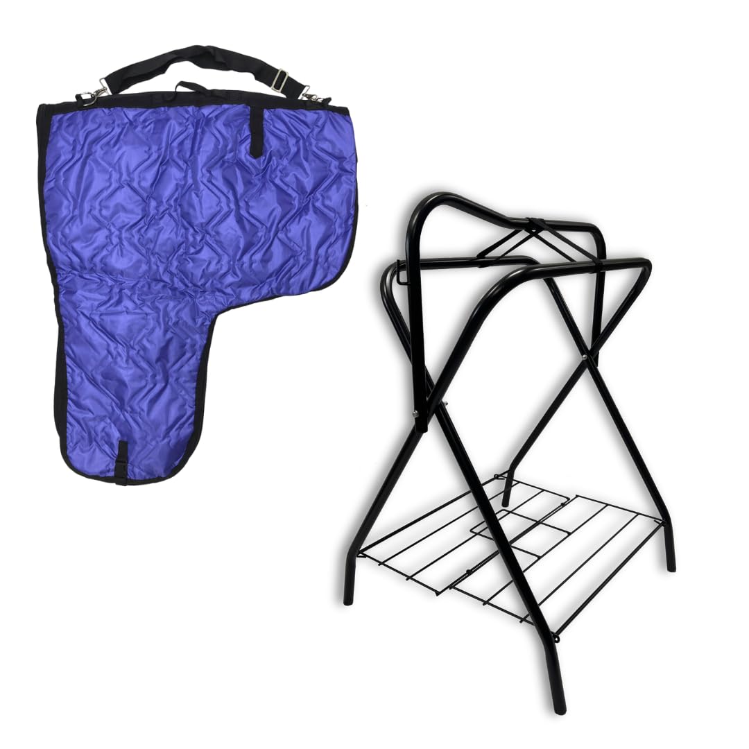 AJ Tack Freestanding Saddle Rack with Western Saddle Carrier - Heavy Duty Horse Equipment for Stable, Barn & Trailer Organization - Perfect for Equestrian Storage & Display