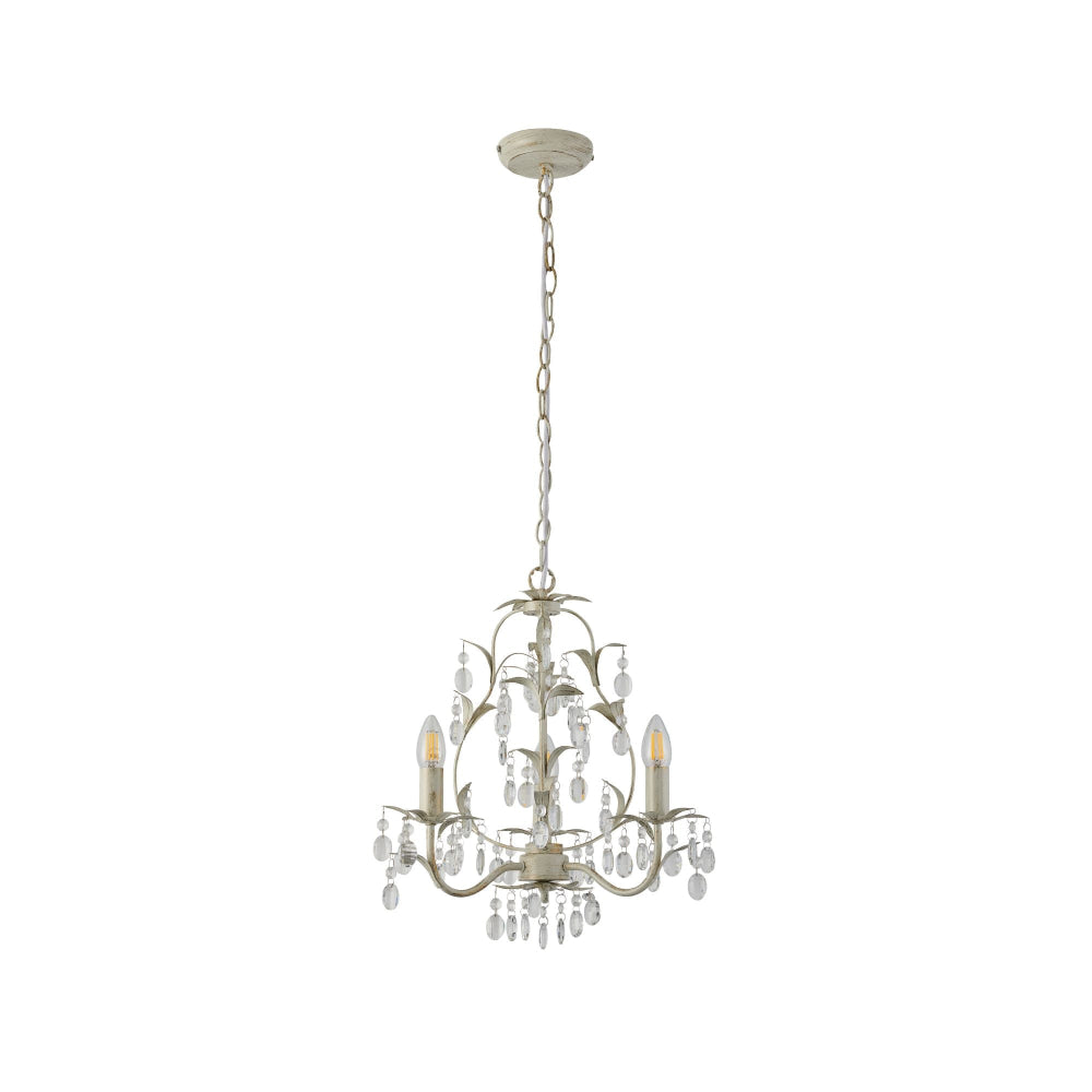 Annalee Modern Classic 3/5 Lights Hanging Lamp Chandelier - Ivory Brushed Gold Small Ceiling Light Fixture for Dining Room, Bedroom & Living Room Decor
