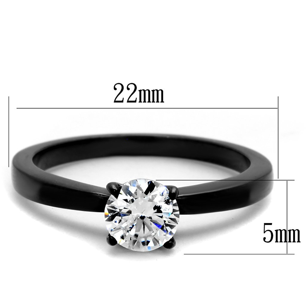 1.05ct AAA CZ Black Stainless Steel Engagement Ring for Women Size 5-10 - Perfect for Weddings & Proposals