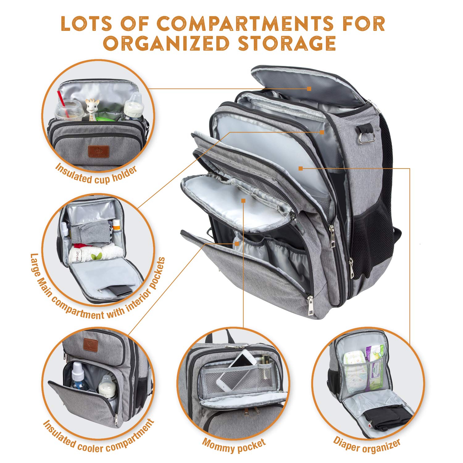 **Benny Bradley’s 3-in-1 Diaper Bag Backpack – Waterproof, Spill-Proof, Large Capacity Baby Bag with Stroller Straps – Perfect for Parents, Travel & On-the-Go – Universal Stroller Attachment & Built-In Cooler**
