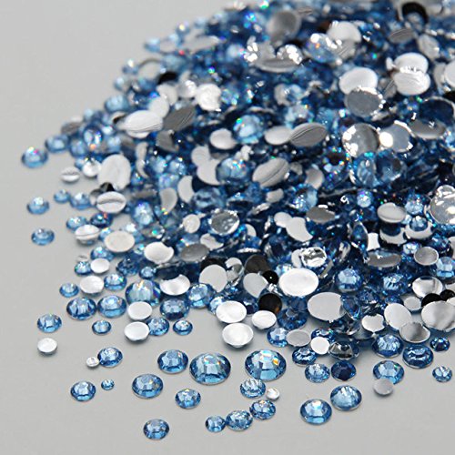 3000pcs Mixed Sizes 33 Color Acrylic Rhinestones for Nail Art - Flat Back 3D Crystal Simulation Diamonds (Light Blue) - DIY Nail Decoration, Jewelry Making, Craft Projects