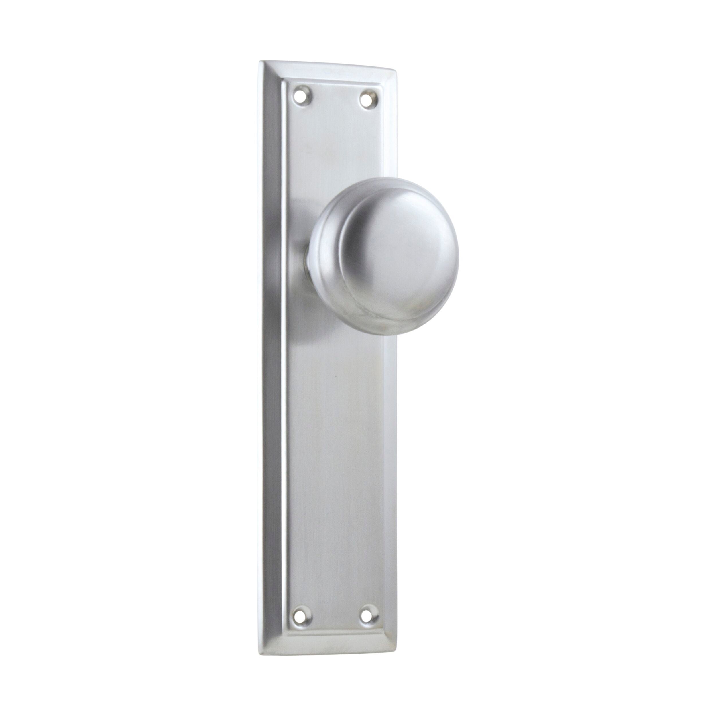 Richmond Satin Chrome Door Knob & Latch Pair - 200mm Height x 50mm Width x 62mm Projection - Perfect for Interior Doors, Bedrooms, and Cabinets