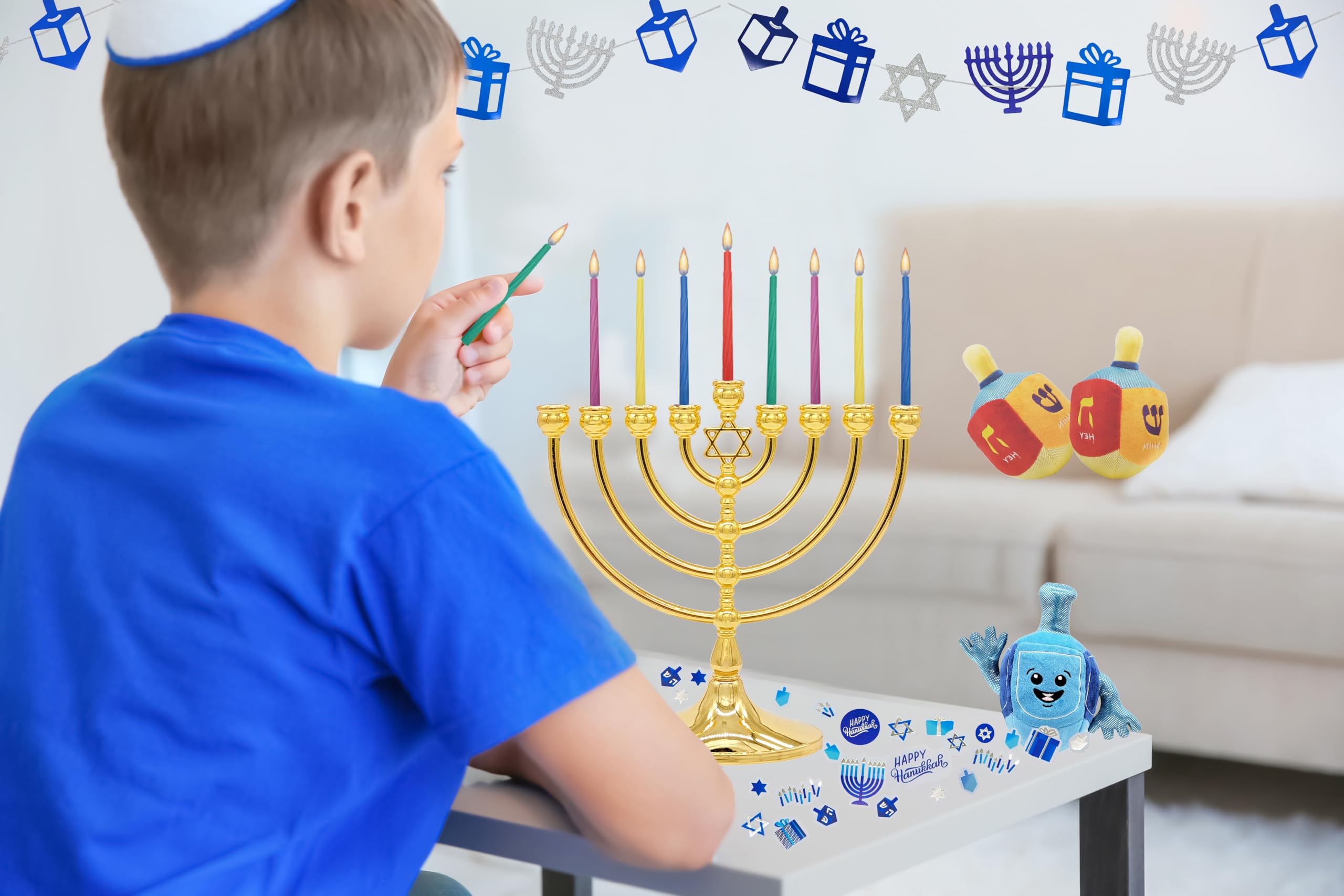 Colorful Hanukkah Candles 44-Pack for Menorah - 2-Pack for 8 Nights