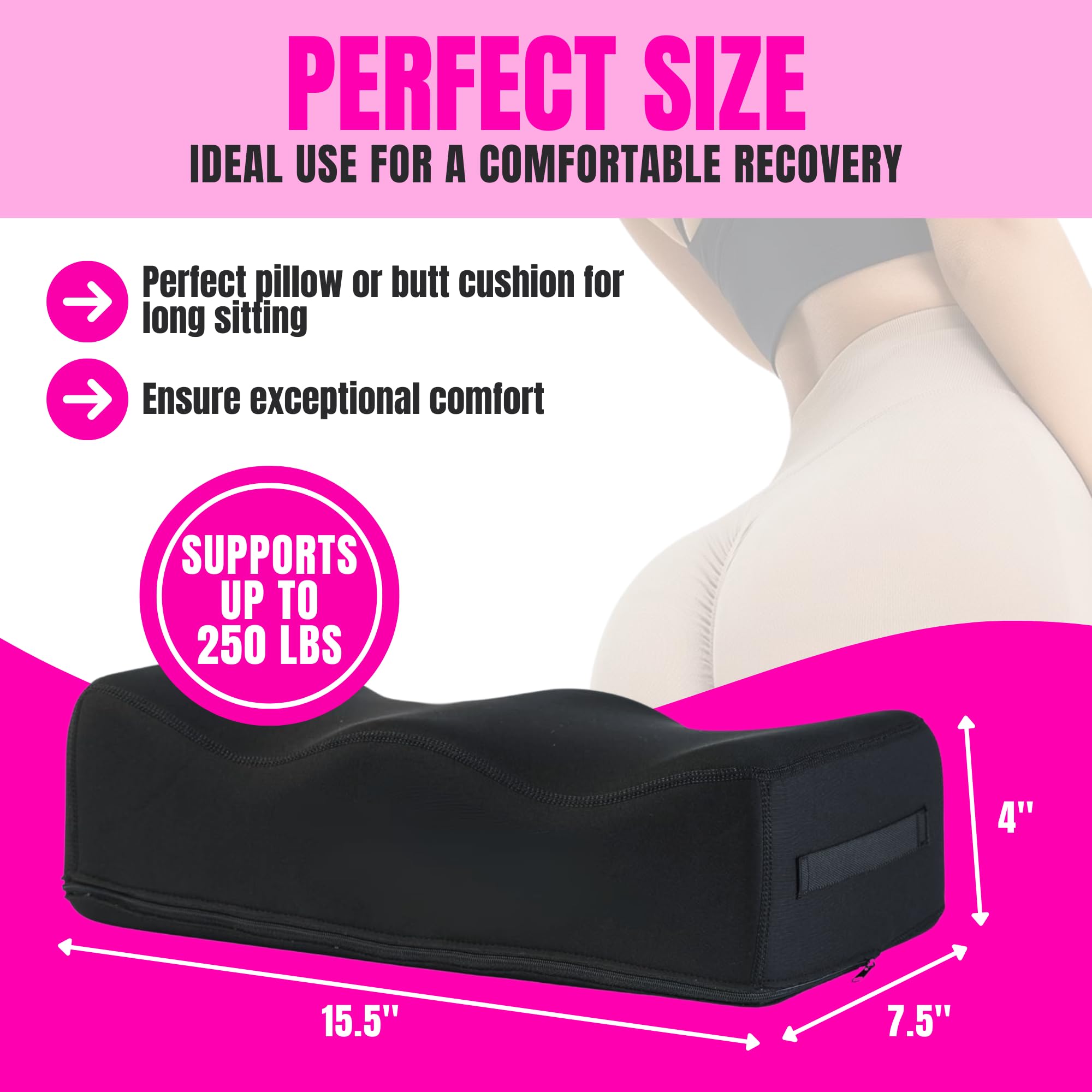 Post-Surgery BBL Pillow with Lipo Foam Board & Ab Board - Soft Butt Cushion for Liposuction Recovery - Comfortable Booty Pillow for Sitting After BBL Surgery - Perfect for Home, Office & Travel Use