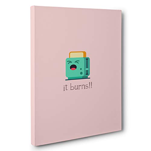 Vintage It Burns Toaster Canvas Wall Art - Funny Kitchen Decor for Home, Office & Cafe - Perfect Gift for Toast Lovers & Coffee Shops