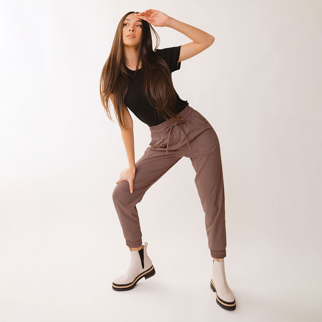 Destination Joggers for Women - Soft Heather Maroon Lounge Pants - Perfect for Yoga, Running & Casual Wear