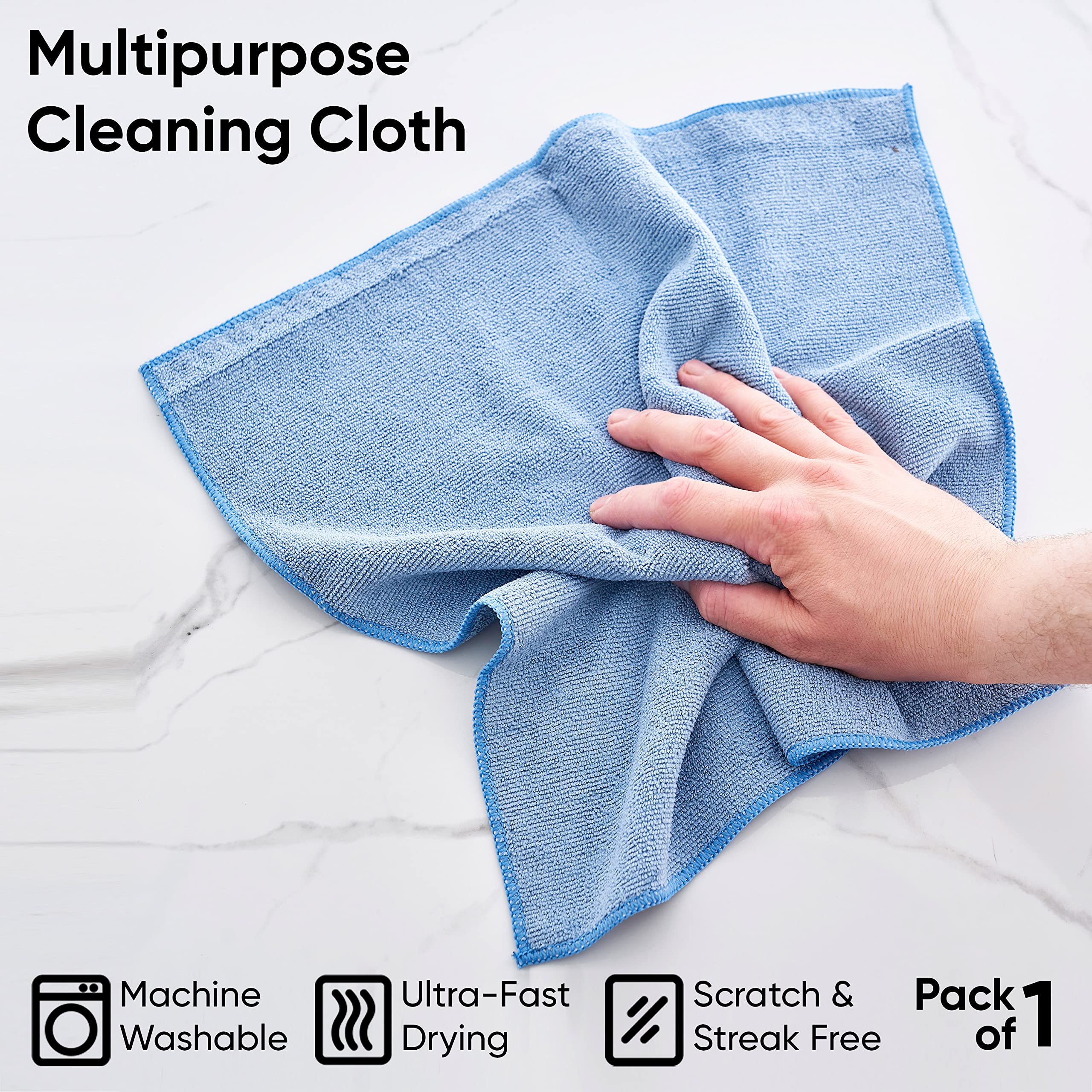 Premium Color-Coded Microfiber Cleaning Cloths - Ultra Soft, Durable & Multipurpose for Bathroom, Kitchen, Windows, Furniture & Electronics (Blue) | Perfect for Home Cleaning, Car Detailing & Office Maintenance
