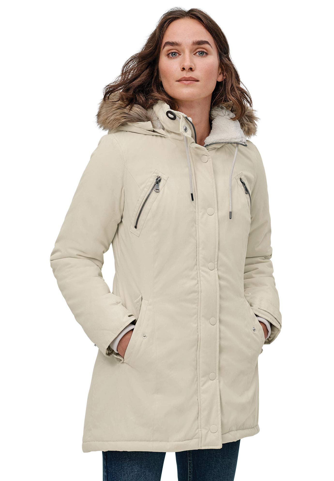 Ellos Women's Plus Size Modern A-Line Parka Coat - Waterproof Winter Jacket with Hood for Cold Weather, Fashionable Outerwear for Casual & Outdoor Activities