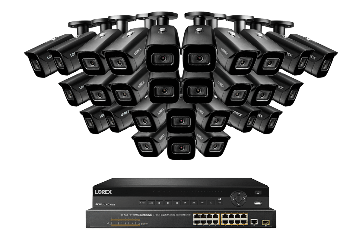 Lorex 4K 32 Channel Night Vision NVR Security System with 3 Smart IP Cameras - 30FPS Real-Time Recording & Two-Way Audio | Ideal for Home, Business & 24/7 Property Surveillance