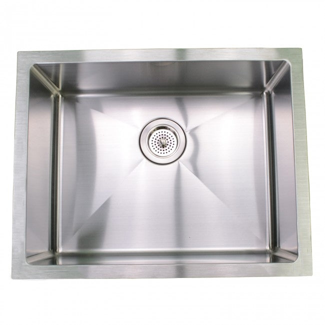 Premium 16 Gauge Stainless Steel Undermount Kitchen Sink - Single Bowl, No Holes, 23