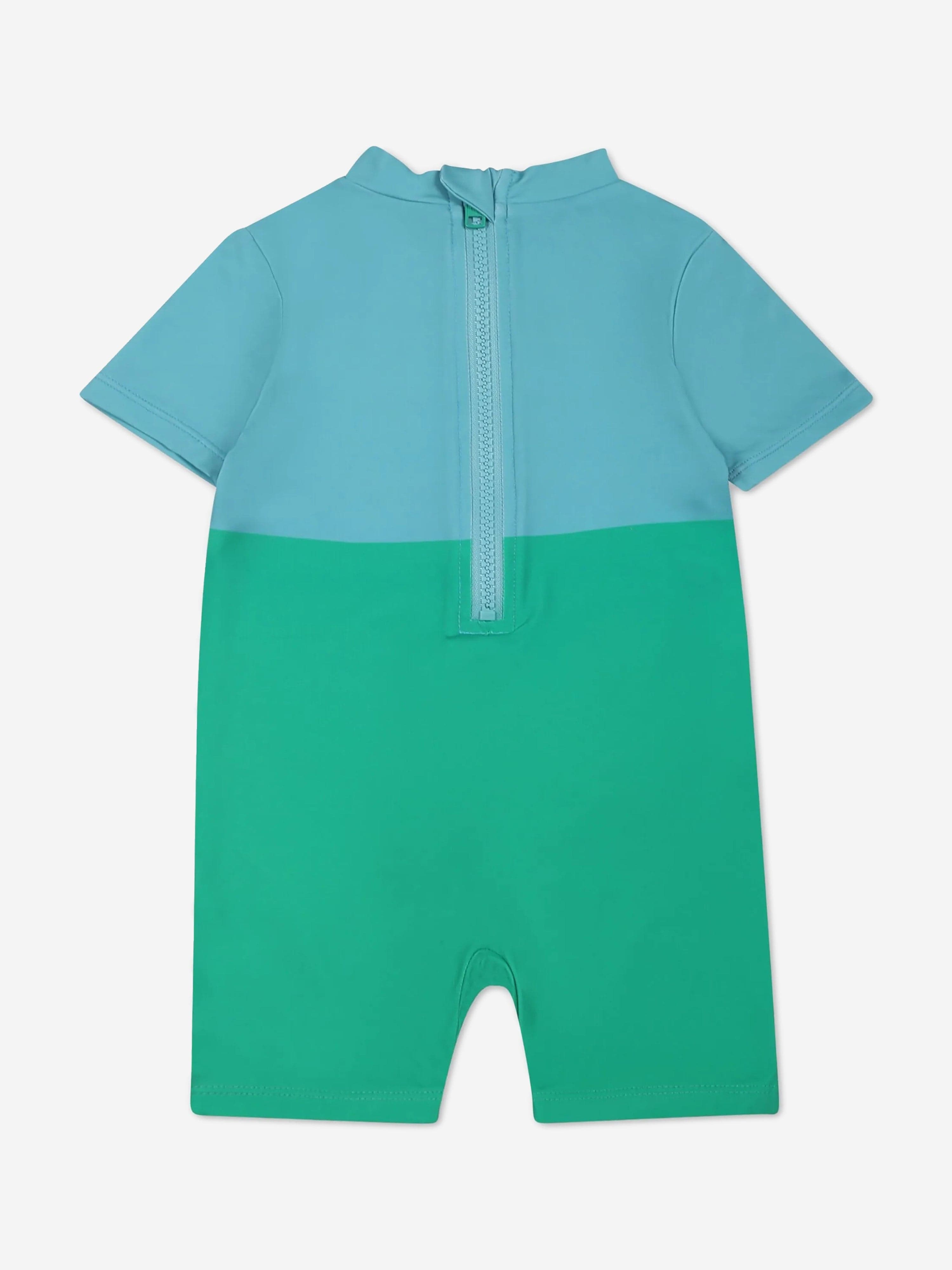Green Baby Boys Frog All-In-One Swimsuit - UV Protection Swimwear for Toddler Pool, Beach & Water Play
