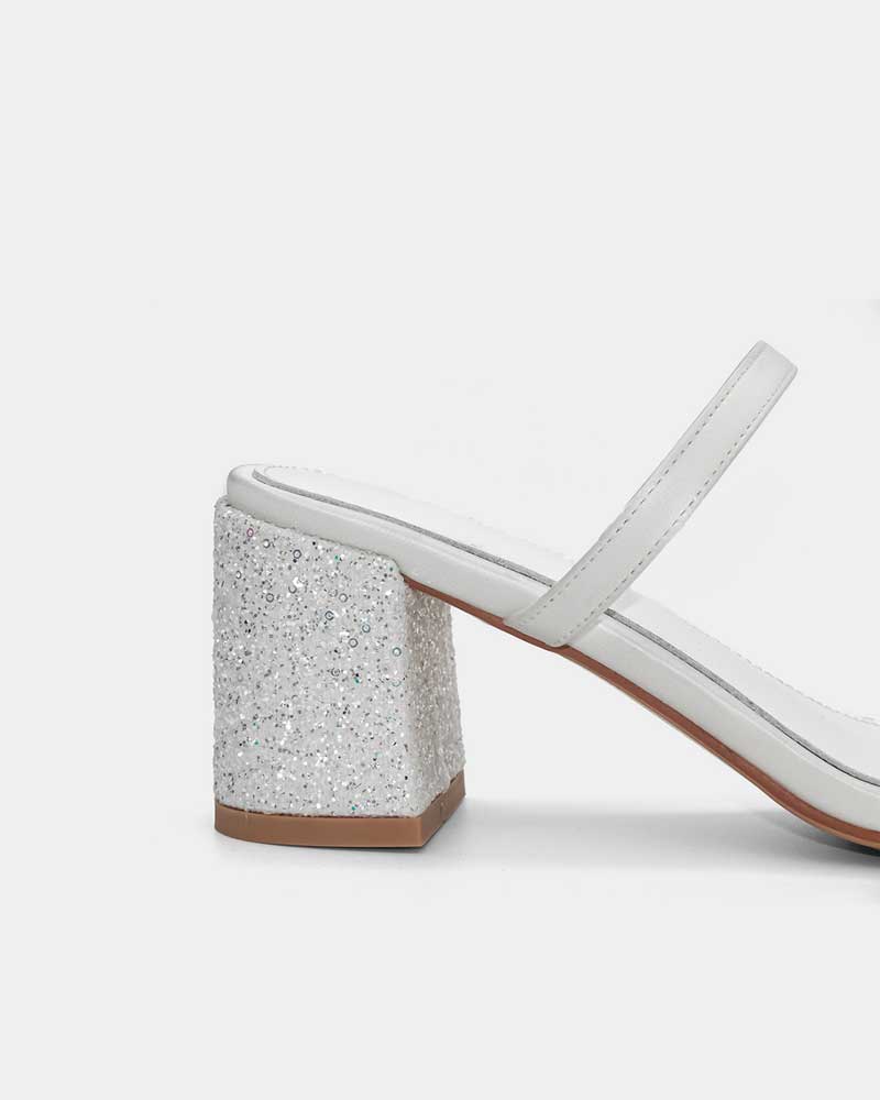 White Block Heel Slip-On Sandals for Women - Comfortable Summer Casual Shoes - Perfect for Beach, Vacation & Everyday Wear