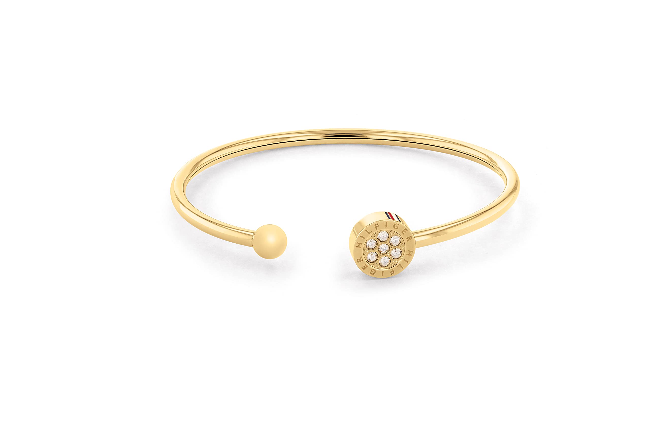 Tommy Hilfiger Women's Crystal Embellished Stainless Steel Open Bangle Bracelet - Silver, Gold & Rose Gold | Elegant Jewelry for Parties, Weddings & Everyday Wear