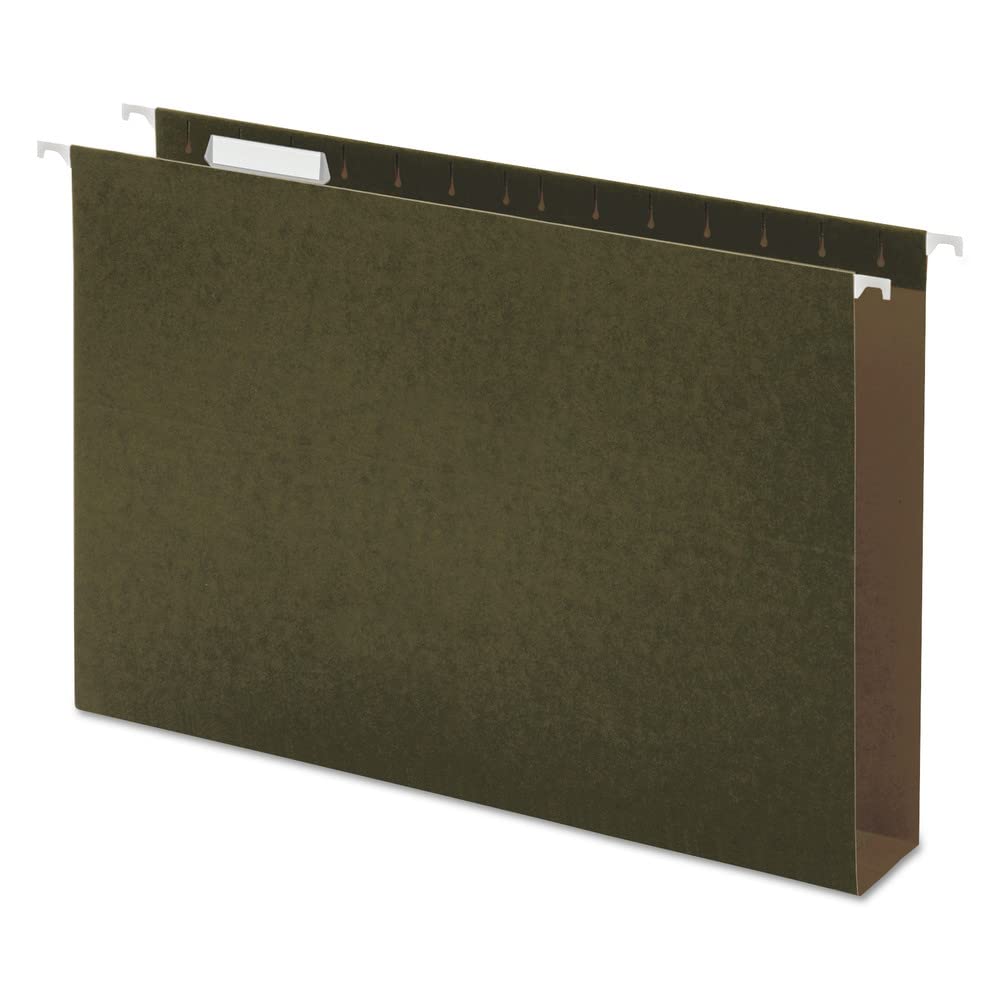 Universal 2-Inch Pressboard Hanging File Folders with Cap Box Bottom - Legal Size, Standard Green (25-Pack) - Perfect for Office Organization, File Storage & Document Management