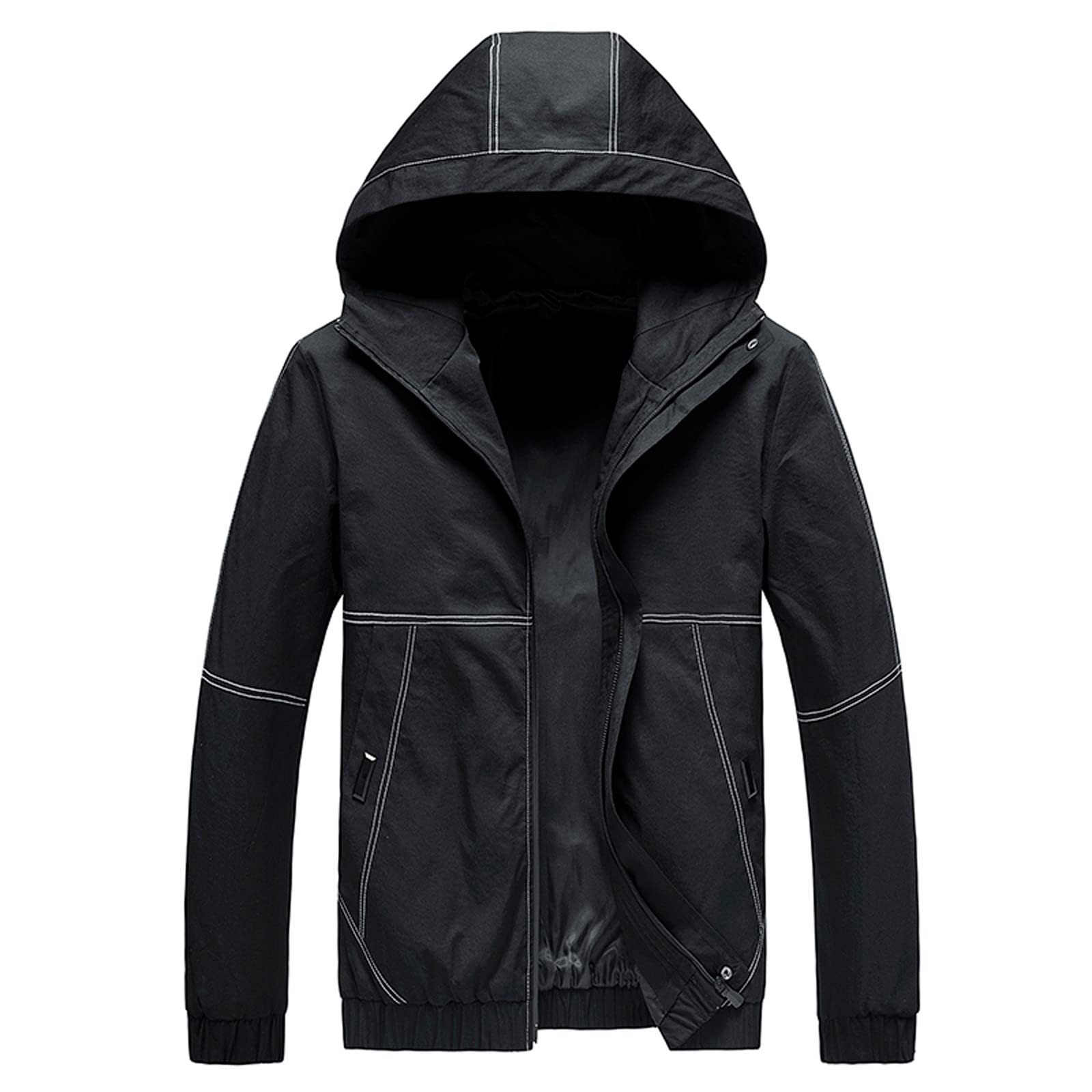 Men's Casual Winter Coat Jacket - Long Sleeve Windbreaker with Pockets & Zipper - Warm Solid Color Outerwear for Autumn and Winter - Perfect for Outdoor Activities, Travel & Daily Wear