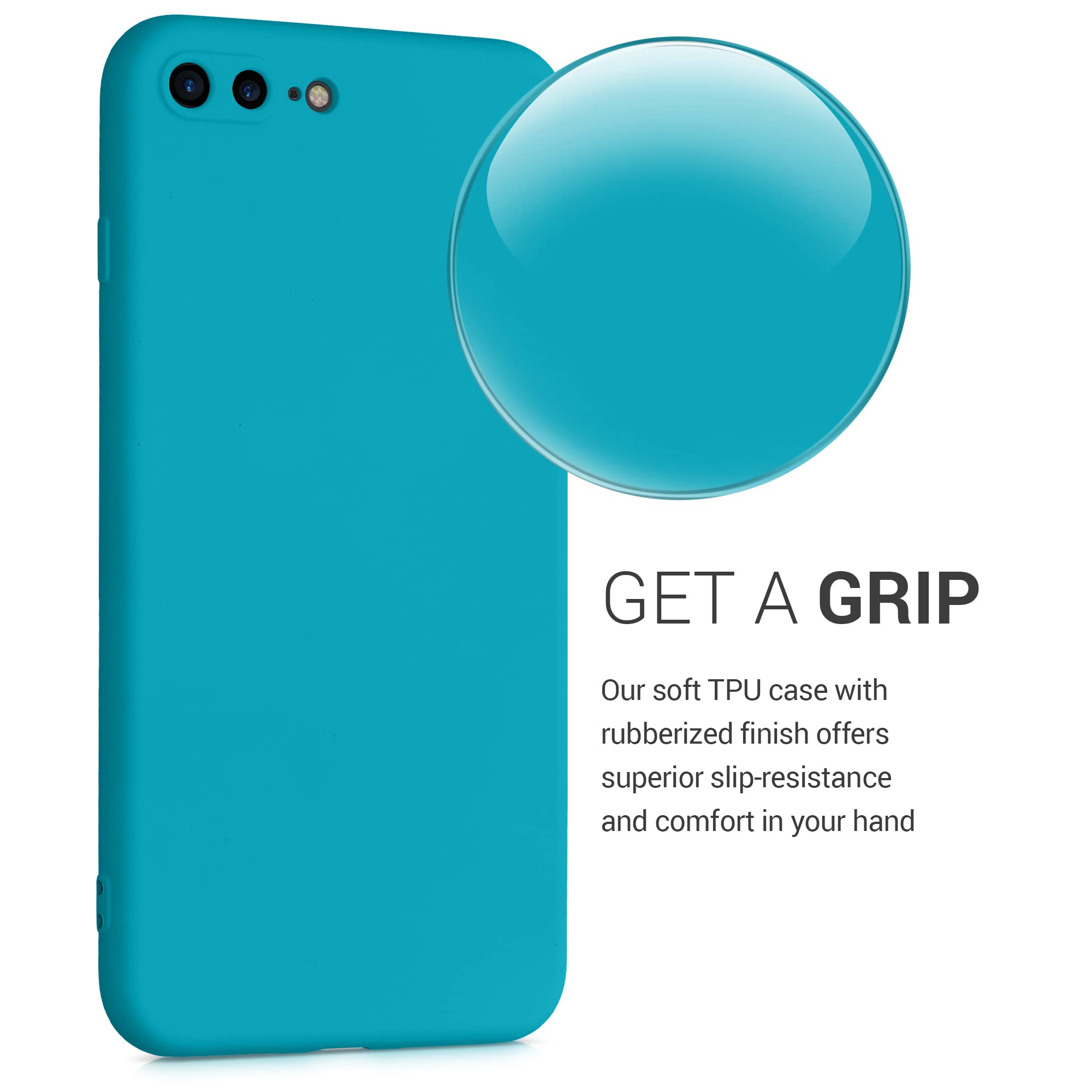kwmobile Slim Protective TPU Silicone Phone Case for Apple iPhone 7 Plus/iPhone 8 Plus - Shockproof Cover with Non-Slip Grip - Ocean Blue - Perfect for Everyday Use, Travel & Outdoor Activities