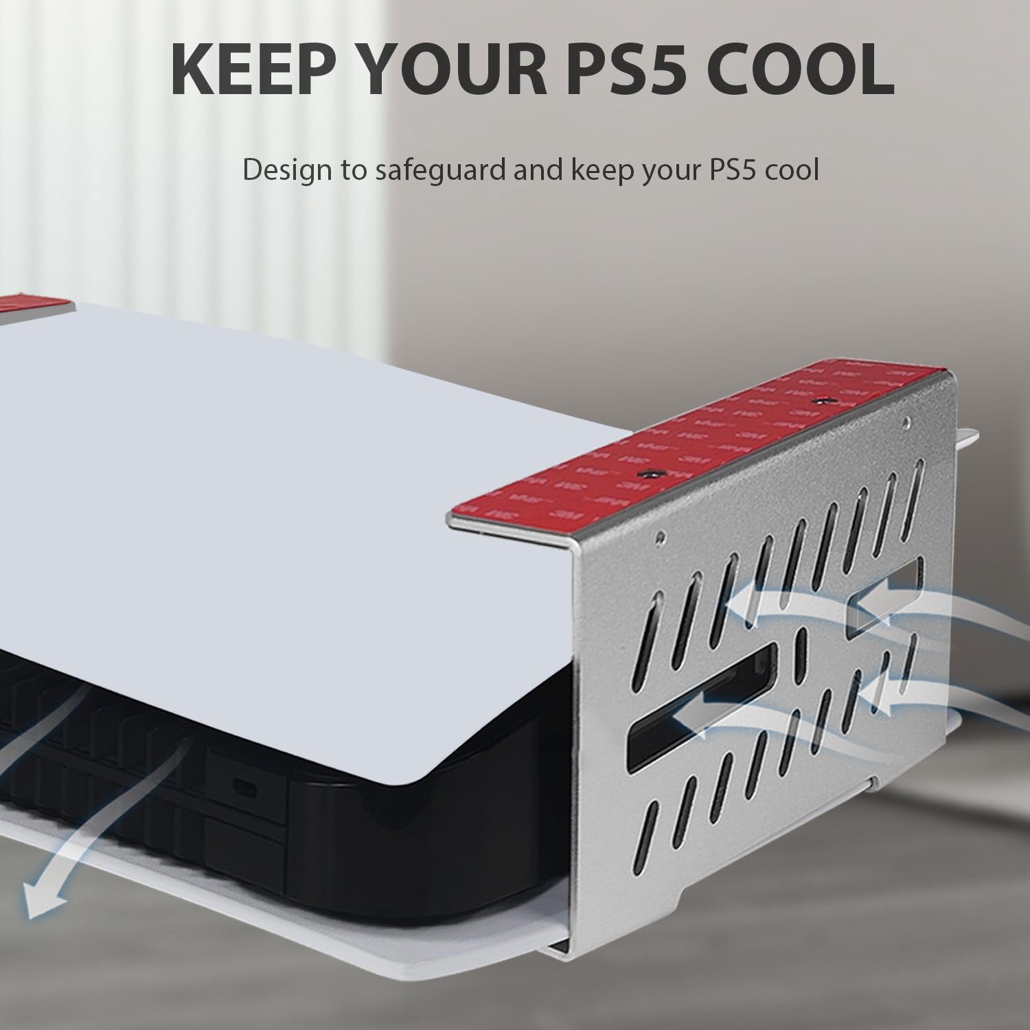 PS5 & PS5 Slim Under Desk Mount - Aluminum Under Shelf Holder for PS5 Digital Edition (Not Compatible with Disc Version) - Perfect for Gaming Setups, Home Theaters & Office Spaces (Silver)