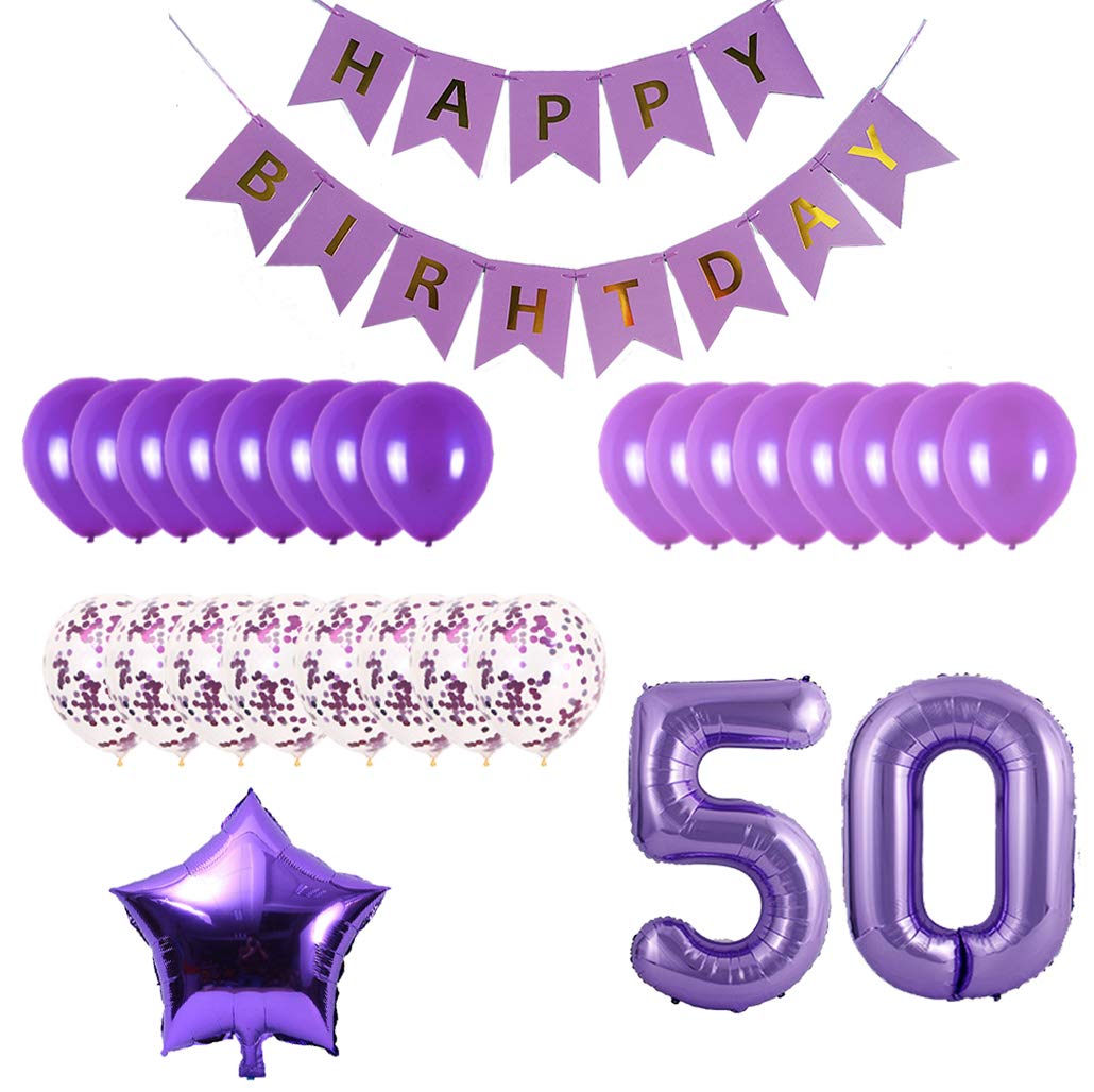 50th Birthday Party Decorations Kit - Happy Birthday Banner, Number 50 Balloons & Purple Party Supplies for Milestone Celebrations - Perfect for 50th Birthday Parties, Anniversaries & Retirement Celebrations