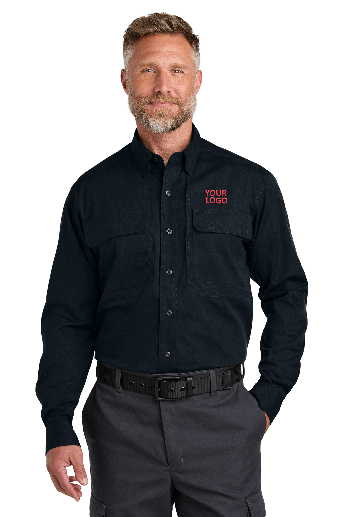 CornerStone Men's Tactical Long Sleeve Shirt - Custom Military & Work Uniform - Navy Blue - Durable & Comfortable for Outdoor Activities, Hunting & Tactical Training