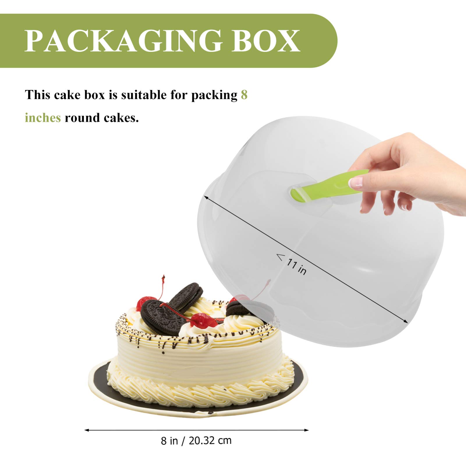 Cabilock 8-Inch Clear Plastic Cake Carrier - Dome Cake Container for Wedding, Birthday, Party Dessert Display & Storage - Airtight Cake Preservation Box for Cookies, Cupcakes & Candy (1-Pack)