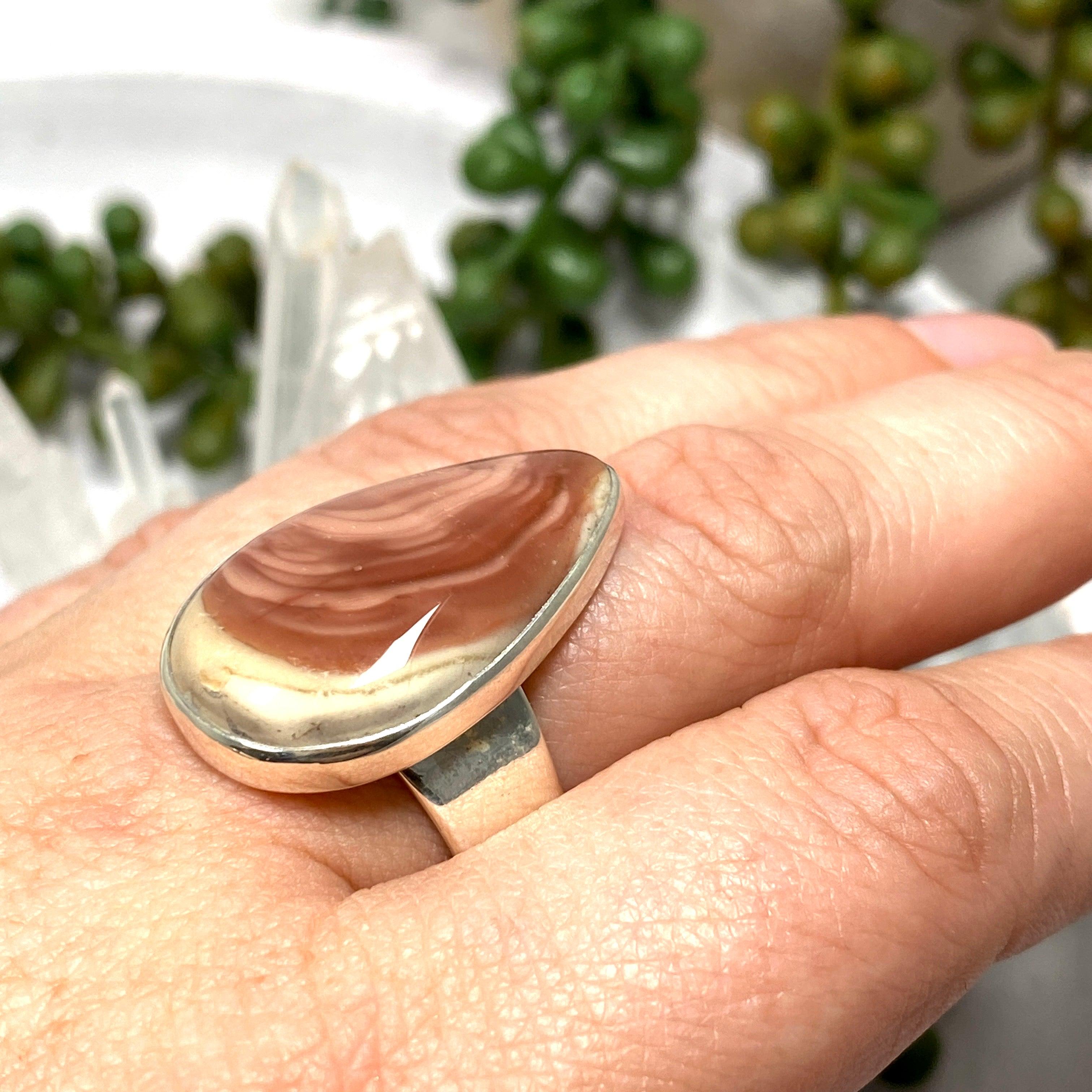 Imperial Jasper Teardrop Ring - Size 8 - Natural Stone Jewelry - KRGJ2678 | Elegant Gift for Women, Boho Chic Accessory for Everyday Wear & Special Occasions