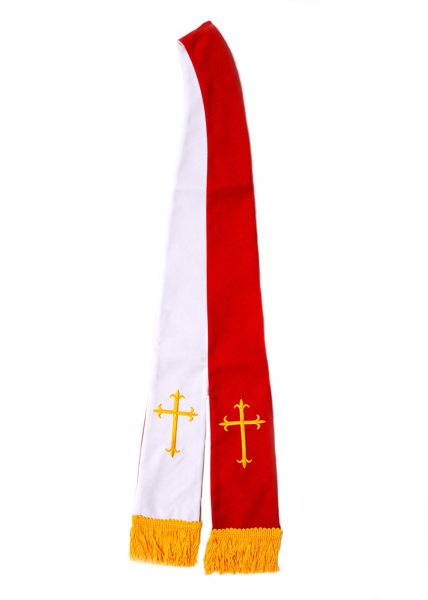 Reversible Clergy Visitation Stole - Red/White - Perfect for Pastoral Services, Church Events & Religious Ceremonies