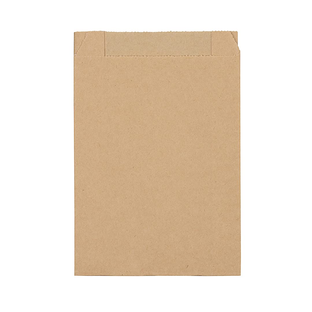 100-Pack 4.3x1.6x6.3 Inch Brown Kraft Paper Snack Bags - Greaseproof Disposable Food Bags for French Fries, Popcorn, Cookies & More | Perfect for Restaurants, Movie Nights & Takeout