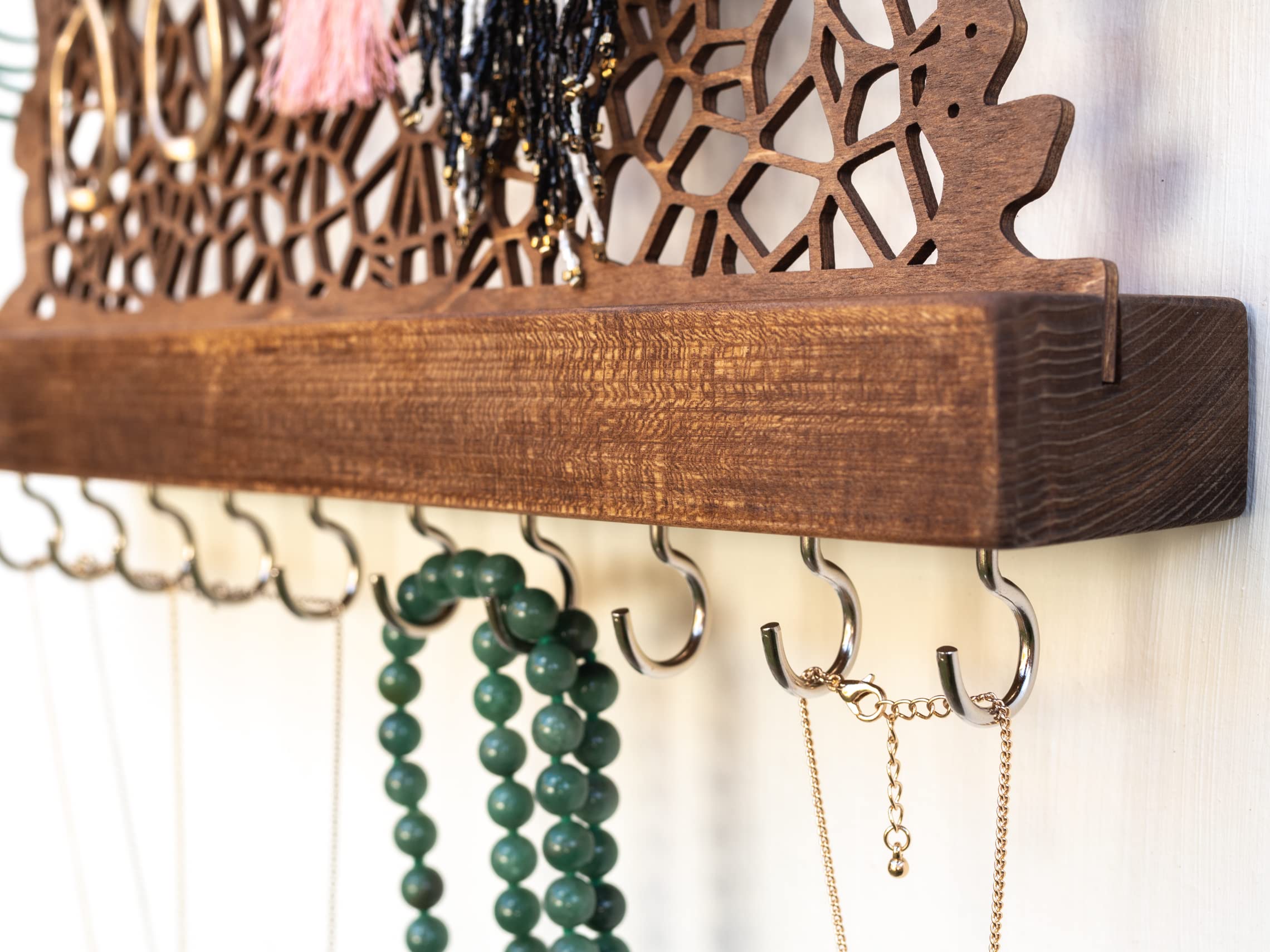 Wall Mounted Jewelry Organizer - Hanging Display Stand for Necklaces, Bracelets, Earrings & Studs - Perfect for Bedroom, Closet & Boutique Store Organization