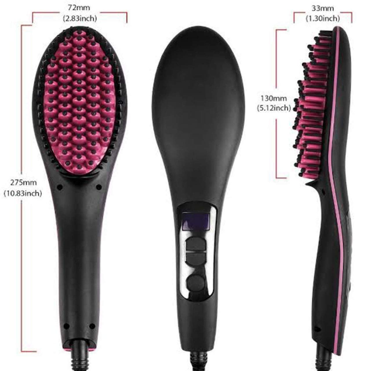 Nishoya Ceramic Hair Straightener Brush with Temperature Control - 2-in-1 Flat Iron & Curling Brush for Smooth & Wavy Styles | Perfect for Home Use, Travel & Salon Styling