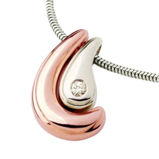 14K Gold Hawaii Love Pendant with Diamond - Rose & White Gold Hawaiian Jewelry for Women, Perfect for Anniversary Gifts & Beach Weddings