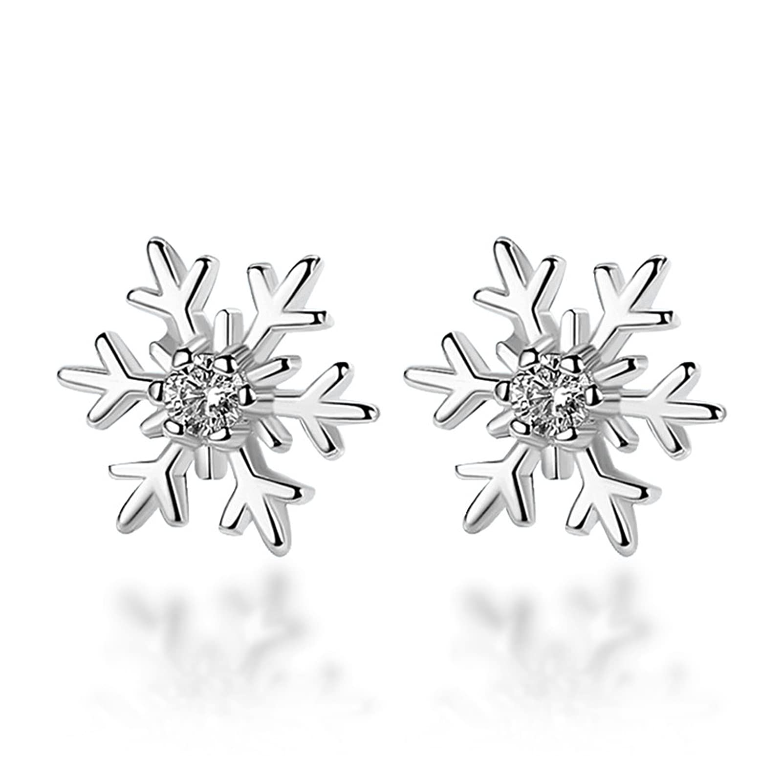 Sparkling Silver Snowflake Earrings for Women - Crystal Rhinestone Christmas Stud Earrings | Holiday Party Jewelry Gift for Her | Perfect for Christmas Celebrations, Office Parties & Festive Gatherings