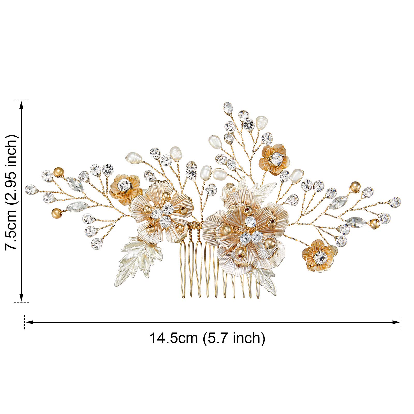 Elegant Pearl Flower Wedding Hair Comb - Gold Bridal Hair Accessory for Bride | Perfect for Weddings, Prom & Special Occasions