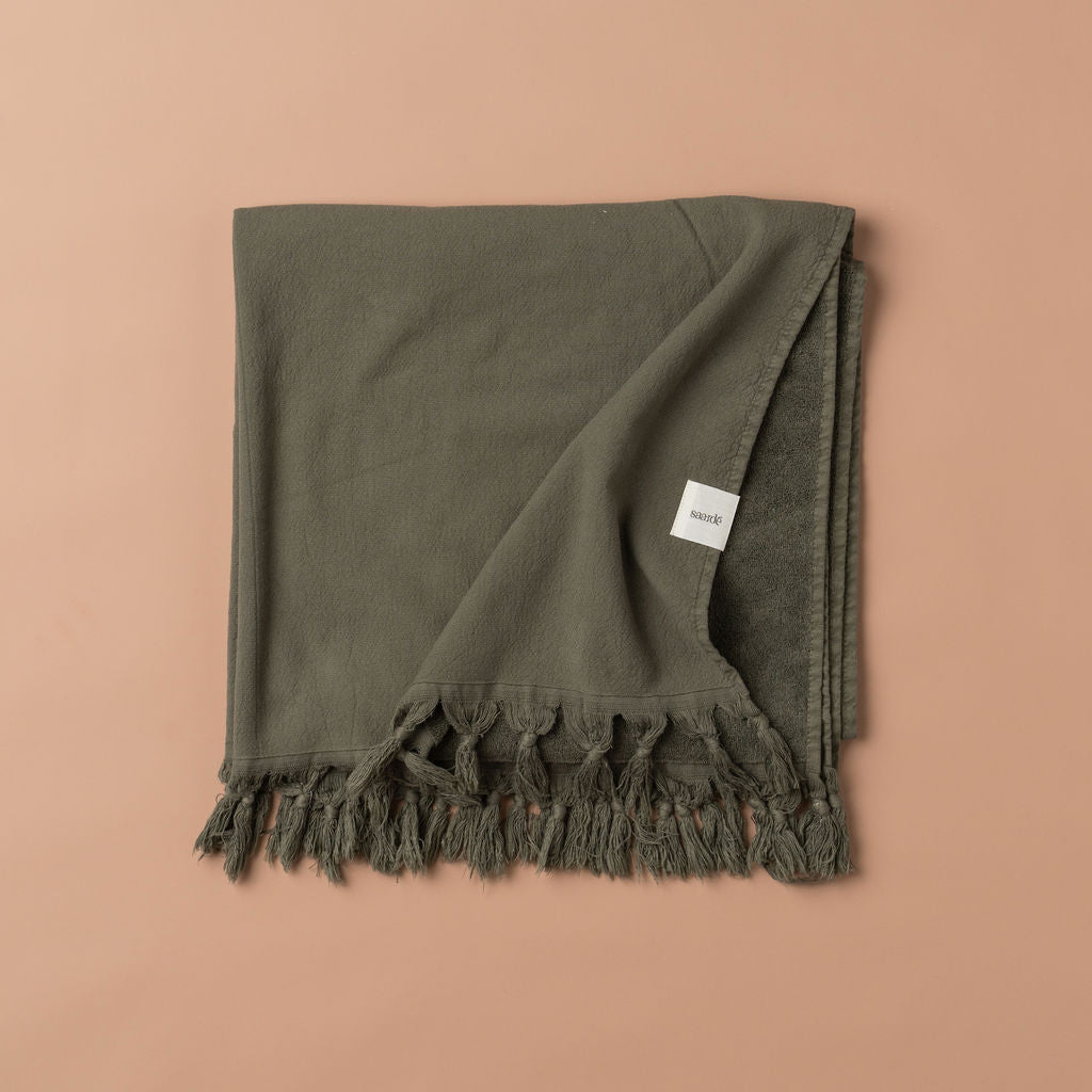 Vintage Wash Towel Bundle - 100% Cotton Soft & Absorbent Kitchen Towels, Hand Towels & Dish Towels (Olive Green) - Perfect for Kitchen, Bathroom & Household Cleaning