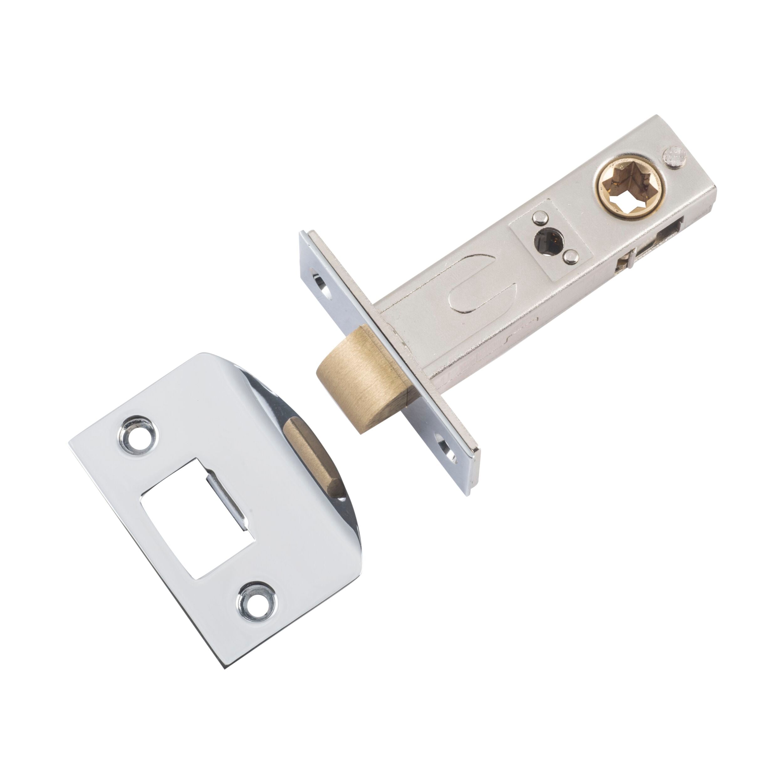 9580 Tube Latch Split Cam 'D' Striker - Chrome Plated Backset 60mm for Door Hardware | Perfect for Residential & Commercial Doors, Cabinets & Furniture Installation