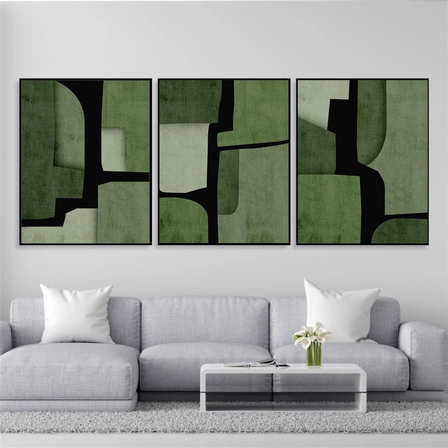 Abstract Tranquility Wall Art Set of 3 Canvas Paintings - Modern Home Decor for Living Room, Bedroom & Office #WS292