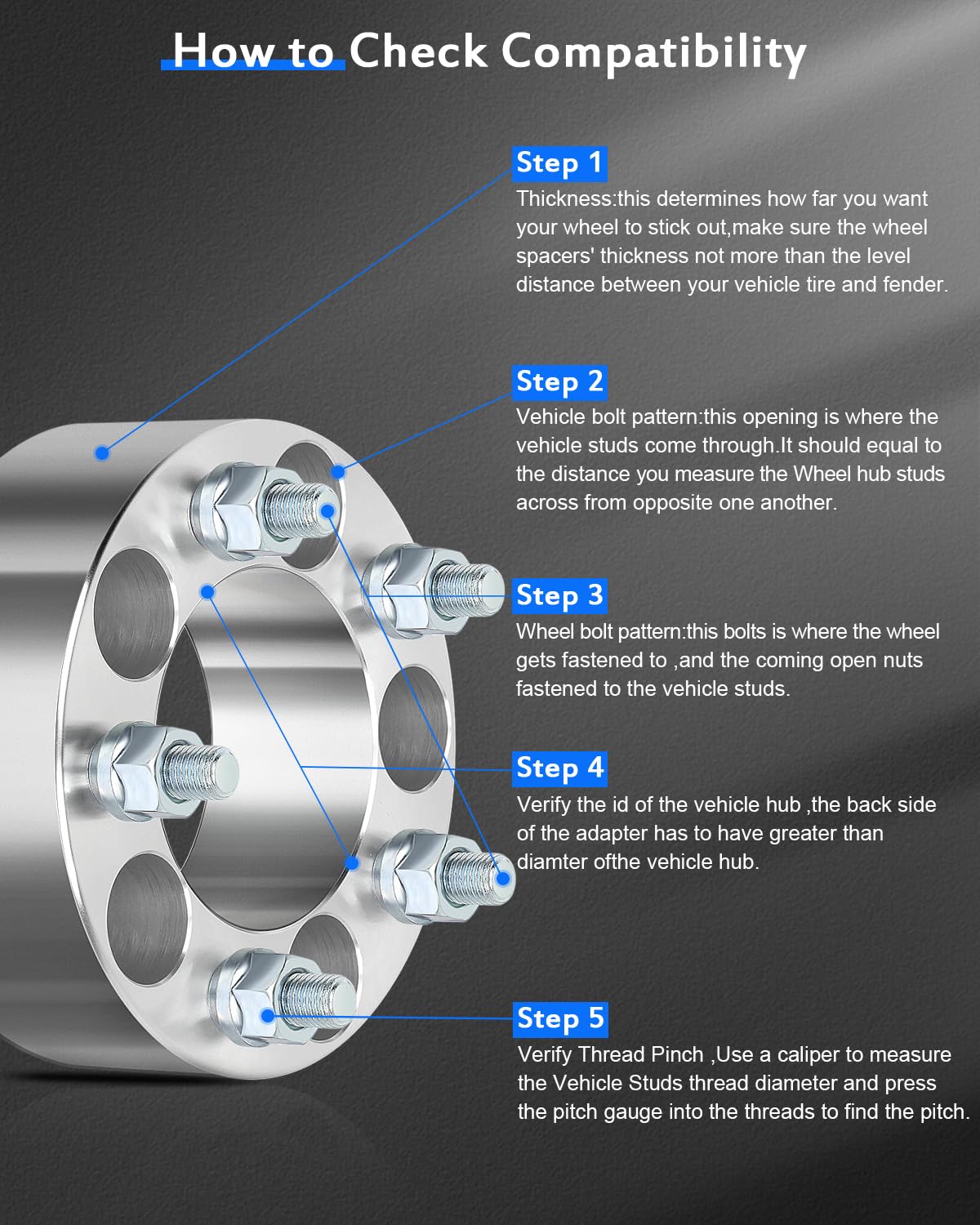 ECCPP 2 Inch 5x4.5 Wheel Spacers (4-Pack) - Compatible with Chevy Malibu 2011-2015, Volt 2011-2014, Chrysler 200 1999-2004, Chrysler 300M 2000-2013, Impala 1997-2019 - Perfect for Enhanced Stance & Off-Road Performance