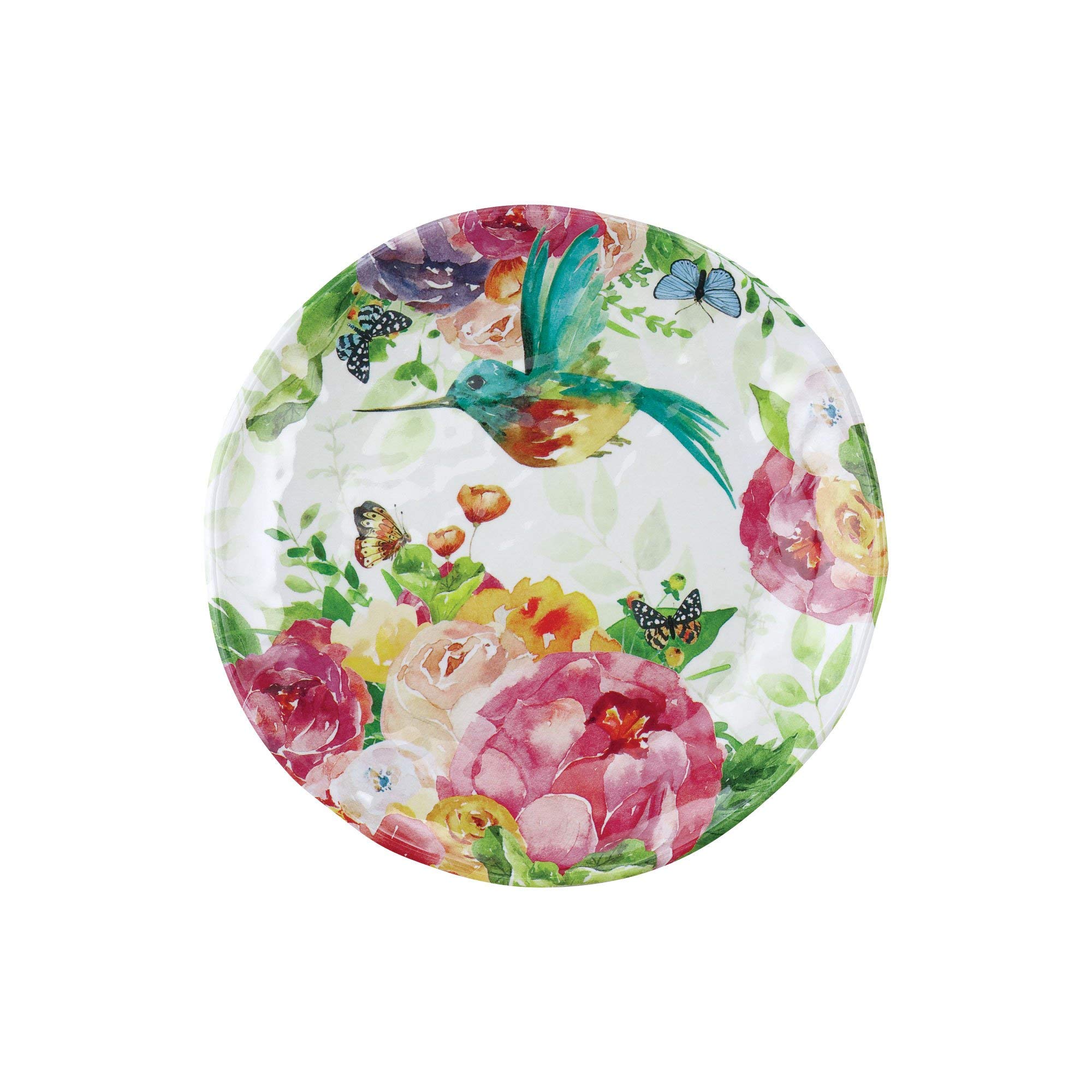 UPware Rose Garden Melamine Round Dessert Plates - 6 Inch Small Serving Plates for Appetizers, Snacks & Side Dishes - Colorful Set of 4 - Perfect for Parties, Picnics & Tea Time