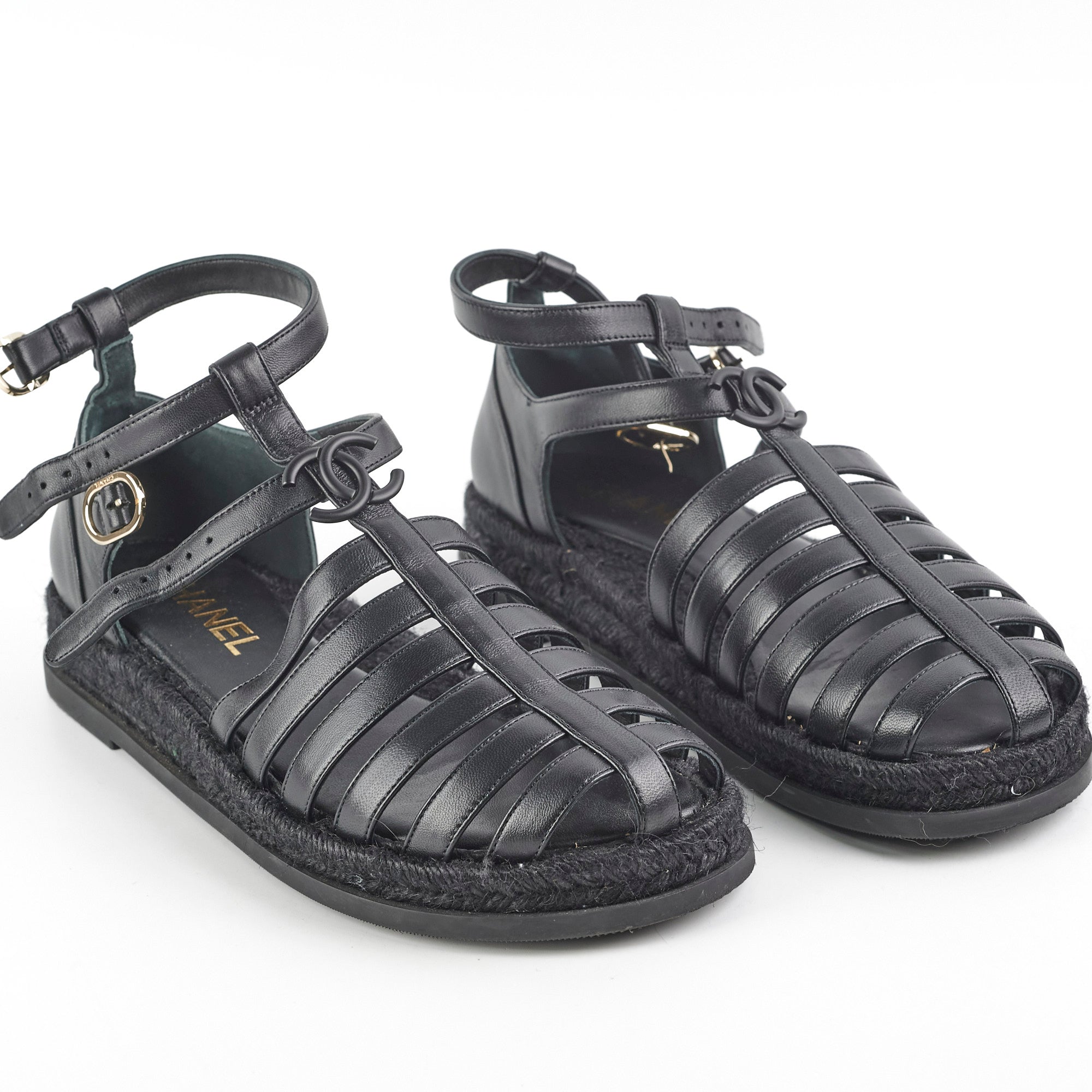 Chanel Roman Sandals Women Size 40 | Luxury Leather Gladiator Sandals for Summer - Perfect for Beach Vacations, Date Nights & Fashion Outings