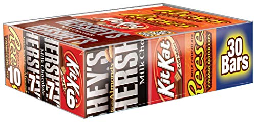 Hershey's Chocolate Variety Pack - 30 Count, 4-Pack Assorted Full-Size Chocolate Bars | Perfect for Halloween, Christmas Gifts, Party Favors & Office Snacks