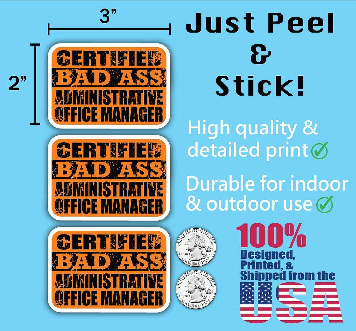 Certified Office Manager Stickers - Funny Job Gift for Laptops & Cars
