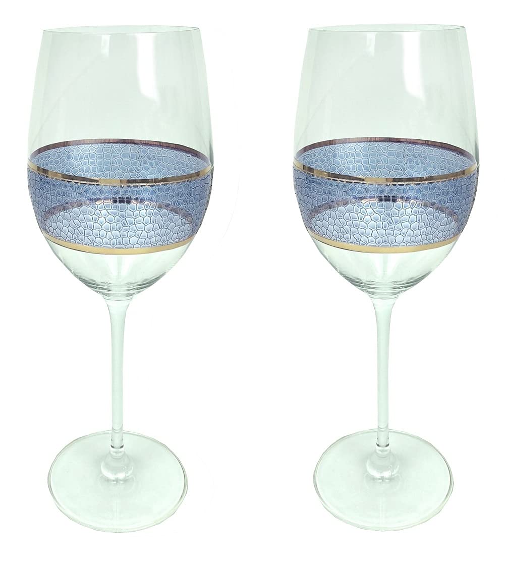 Premium Panthera Indigo Wine Glasses Set of 2 - 9.5 Inch Handcrafted Multicolored Stemware for Red Wine, White Wine & Cocktails - Elegant Glassware for Dinner Parties, Weddings & Home Entertaining