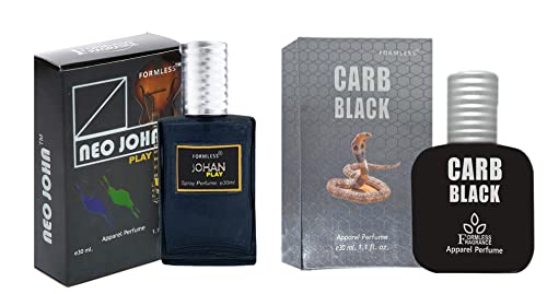 Neojohn Play 30ml Perfume & Carb Black 30ml Perfume Set - Long Lasting Fragrance for Men & Women - Perfect for Date Night, Office & Special Occasions