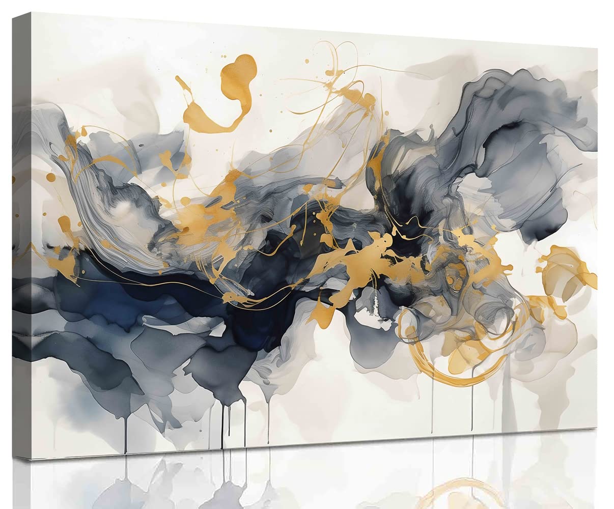 Abstract Black and Grey Marble Texture Canvas Wall Art - Modern Minimalist Painting for Living Room, Bedroom, Bathroom & Home Office Decor - Ready to Hang - Perfect for Contemporary Spaces & Wall Decoration